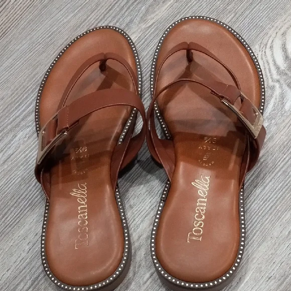 Toscanella Corinne Flat Sandal Women's Brown Sandals Size 9.5 - Picture 3 of 14